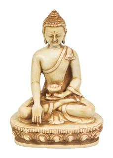 Sanu Babu Budha sediaci, svetlý, antik patina, 11x7x15cm