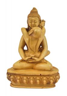 Sanu Babu Budha Shakti, živica, svetlý, antik patina, 9x8x13cm