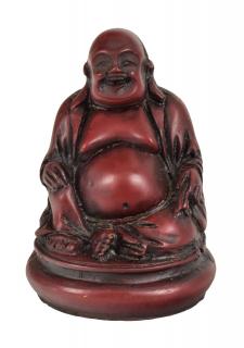 Sanu Babu Budha, smejúca, tmavo červený, živica, 6x6x9cm