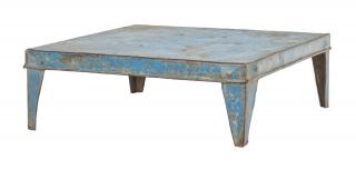 Sanu Babu Čajový stolík, kovový, tyrkysová patina, 40x40x13cm (1G)