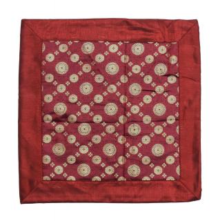 Sanu Babu Červená saténová obliečka na vankúš s výšivkou, zips, 40x40cm
