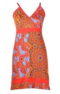 Sanu Babu Červeno-oranžové krátke šaty na ramienka, mix potlačí M