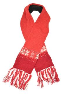 Sanu Babu Červený vlnený šál s jemným dizajnom vločiek a strapcami