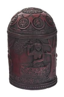 Sanu Babu Cestovný oltár, "Buddha Life", tmavo červená úprava, živica, 13cm (8A)