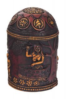 Sanu Babu Cestovný oltár, "Buddha Life", tmavo červená úprava, živica, 13cm (8B)