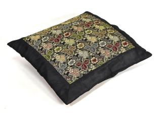 Sanu Babu Čierna saténová obliečka na vankúš s výšivkou paisley, zips, 40x40cm (4E)