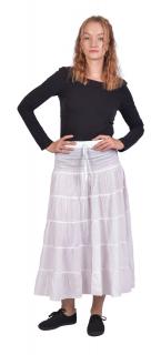 Sanu Babu Dlhá biela sukňa s volánom, žabičkovanie v páse L/XL