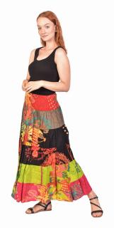 Sanu Babu Dlhá farebná patchworková sukňa s potlačou, žabičkovanie v páse (AC) FREE