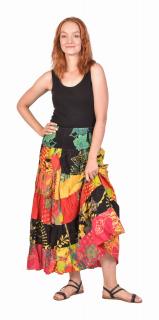 Sanu Babu Dlhá farebná patchworková sukňa s potlačou, žabičkovanie v páse (BD) FREE