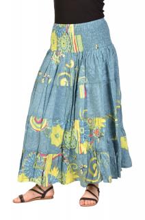 Sanu Babu Dlhá modrá sukňa s potlačou, žabičkovanie v páse FREE