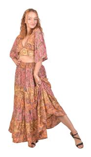 Sanu Babu Dlhé dvojdielne šaty s krátkym rukávom, guma v páse, kvetinová potlač XL