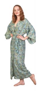 Sanu Babu Dlhé kimono s opaskom, potlač, zeleno-modré FREE