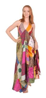 Sanu Babu Dlhé šaty na ramienka z recyklovaných sárí, patchwork, každý kus originál FREE