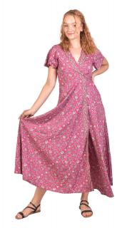 Sanu Babu Dlhé zavinovacie šaty s motýlími rukávmi, kvetinová potlač, šnúrka v páse (6F) S/M