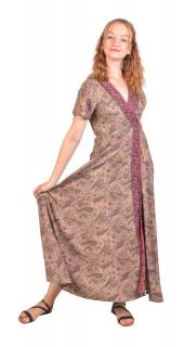 Sanu Babu Dlhé zavinovacie šaty s motýlími rukávmi, paisley potlač, šnúrka v páse L/XL