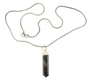 Sanu Babu Dlhý náhrdelník s labradoritom, strieborná farba retiazky