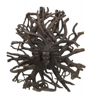 Sanu Babu Drevená hlava Déví z koreňa rambutanu, 140x130cm