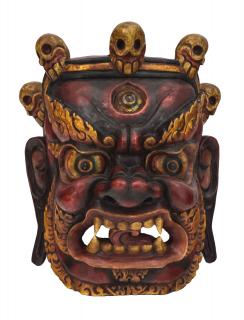 Sanu Babu Drevená maska, "Bhairab", antik patina, 27x17x34cm