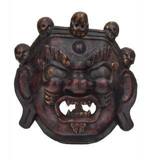 Sanu Babu Drevená maska, "Bhairab", antik patina, 30x15x30cm