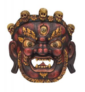 Sanu Babu Drevená maska, "Bhairab", antik patina, 31x14x32cm