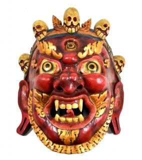 Sanu Babu Drevená maska, Bhairab, ručne maľovaná, 38x44cm