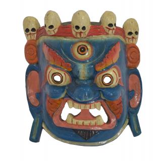 Sanu Babu Drevená maska, "Bhairab", ručne vyrezávaná, 28x13x30cm (4A)