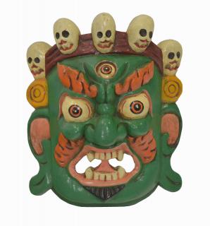 Sanu Babu Drevená maska, "Bhairab", ručne vyrezávaná, 28x13x30cm (4B)