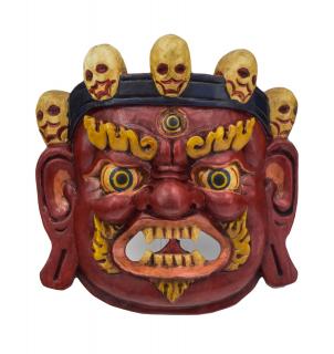 Sanu Babu Drevená maska, "Bhairab", ručne vyrezávaná, maľovaná, 19x8x19cm (5D)
