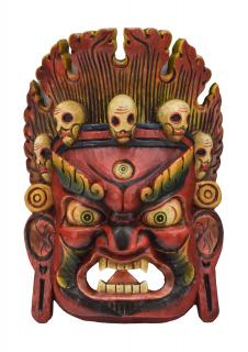 Sanu Babu Drevená maska, "Bhairab", ručne vyrezávaná, maľovaná, 27x12x38cm