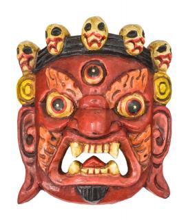 Sanu Babu Drevená ručne maľovaná maska "Bhairab" (7J)