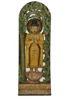 Sanu Babu Drevená socha Budha z južnej Indie, rain tree wood, 38x10x108cm