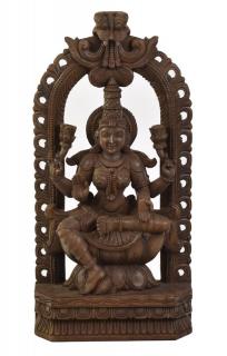 Sanu Babu Drevená socha Laxmi z južnej Indie, rain tree wood, 33x11x69cm