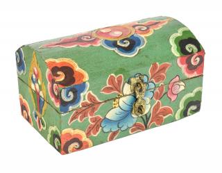 Sanu Babu Drevená šperkovnica ručne maľovaná, budhistické motívy, 15x10x9cm (6A)