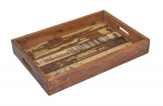 Sanu Babu Drevená tácka z recyklovaného dreva, 46x32x6cm (1C)