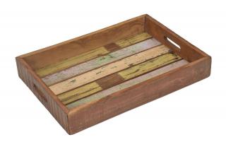 Sanu Babu Drevená tácka z recyklovaného dreva, 46x32x6cm (1F)