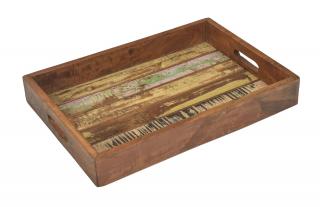 Sanu Babu Drevená tácka z recyklovaného dreva, 46x32x6cm (1J)