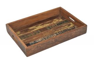 Sanu Babu Drevená tácka z recyklovaného dreva, 46x32x6cm (1L)