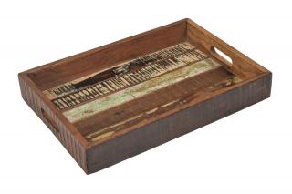 Sanu Babu Drevená tácka z recyklovaného dreva, 46x32x6cm (1R)