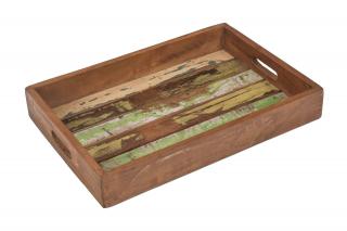 Sanu Babu Drevená tácka z recyklovaného dreva, 46x32x6cm (1U)