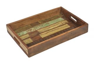 Sanu Babu Drevená tácka z recyklovaného dreva, 46x32x6cm (1V)