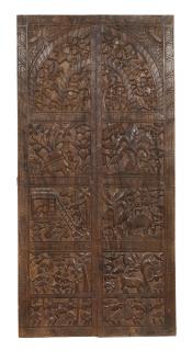 Sanu Babu Drevený panel veľkosti dverí, ručne vyrezaný z mangového dreva, 90x3x183cm