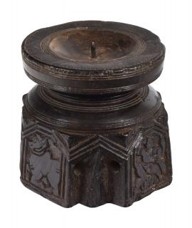 Sanu Babu Drevený svietnik zo starého teakového stĺpu, 12x12x11cm (5H)