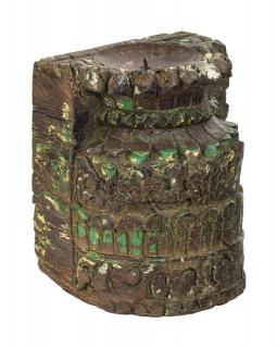 Sanu Babu Drevený svietnik zo starého teakového stĺpu, 16x12x19cm (1G)