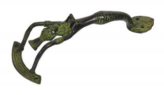 Sanu Babu Dverné madlo morská panna, zelená patina, mosadz, 25cm