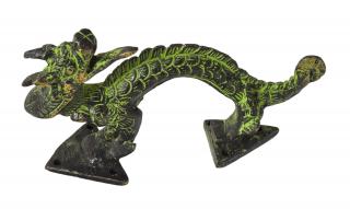 Sanu Babu Dverné tiahlo, drak, mosadz, zelená patina, 15cm