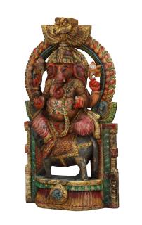 Sanu Babu Ganéš, drevená ručne maľovaná socha, 96x32x180cm