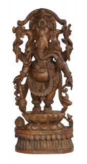Sanu Babu Ganéš, drevená ručne vyrezaná socha, 54x24x124cm