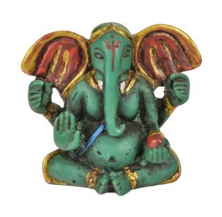 Sanu Babu Ganesh, sediaci, tyrkysový, farbený, živica, 5cm