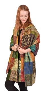 Sanu Babu Hodvábny patchworkový šál, so vzorom, farebný, 100x200cm (AB)