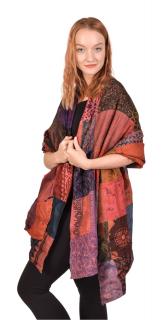 Sanu Babu Hodvábny patchworkový šál, so vzorom, farebný, 100x200cm (AC)